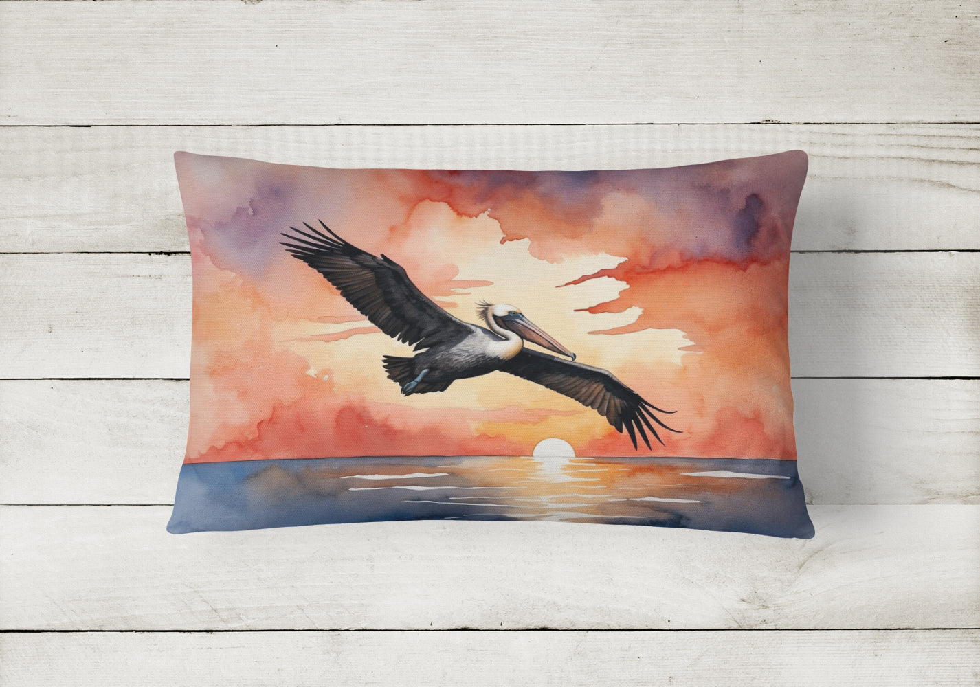 Pelican Fiery Sunset Throw Pillow