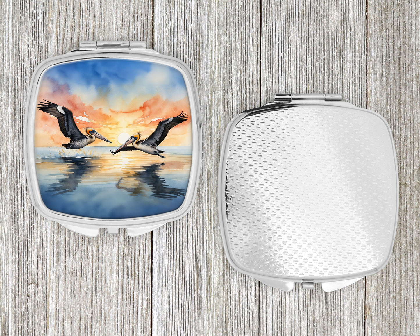 Pelicans Flying Compact Mirror