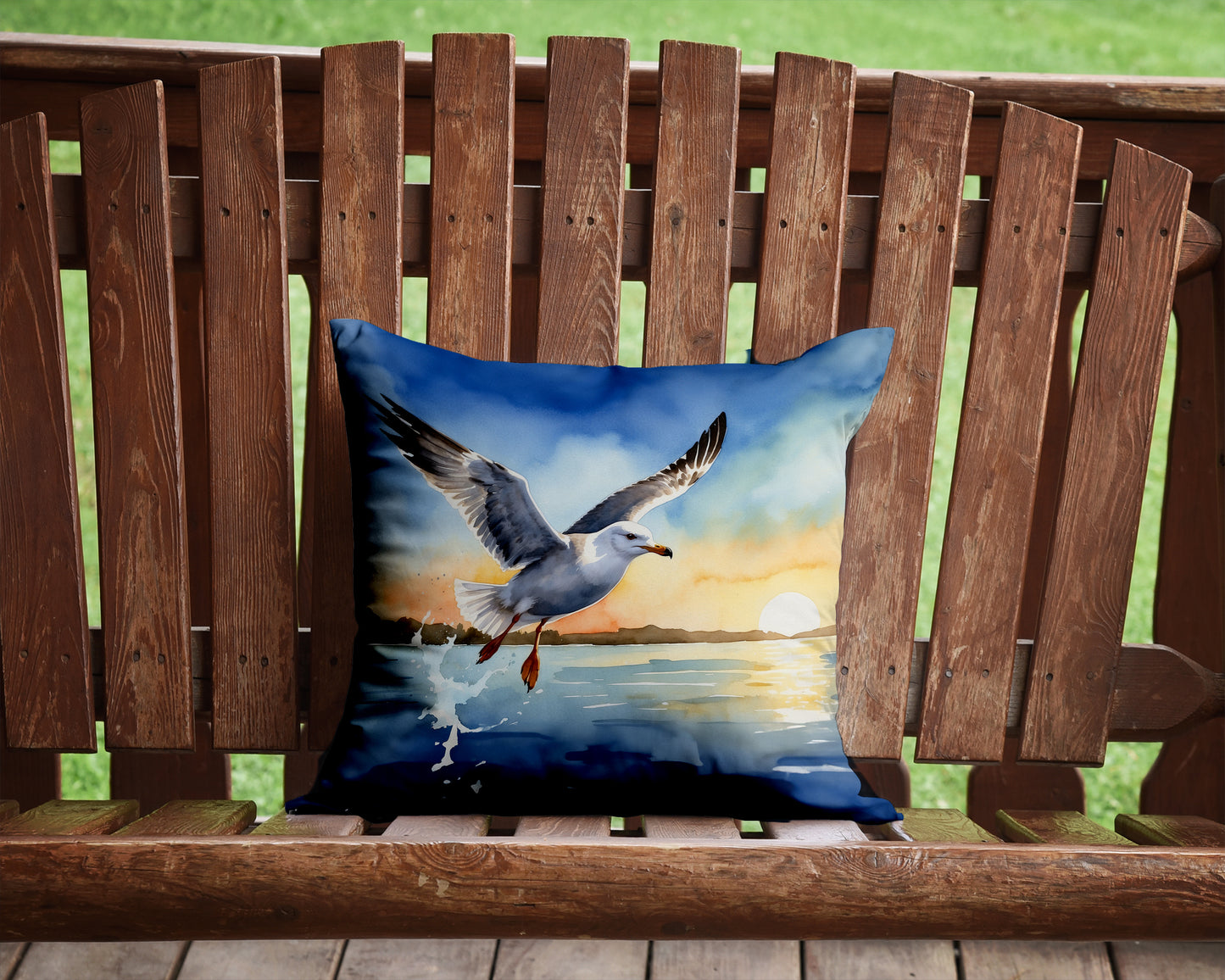 Gull Flying Low Throw Pillow