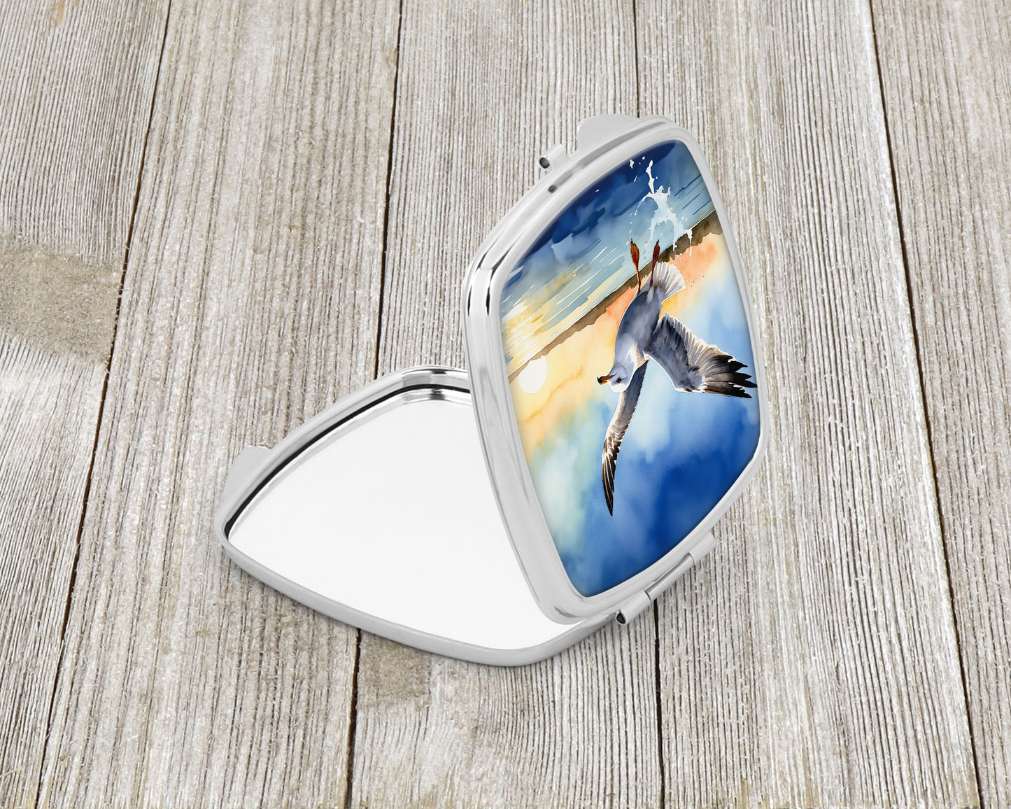 Gull Flying Low Compact Mirror