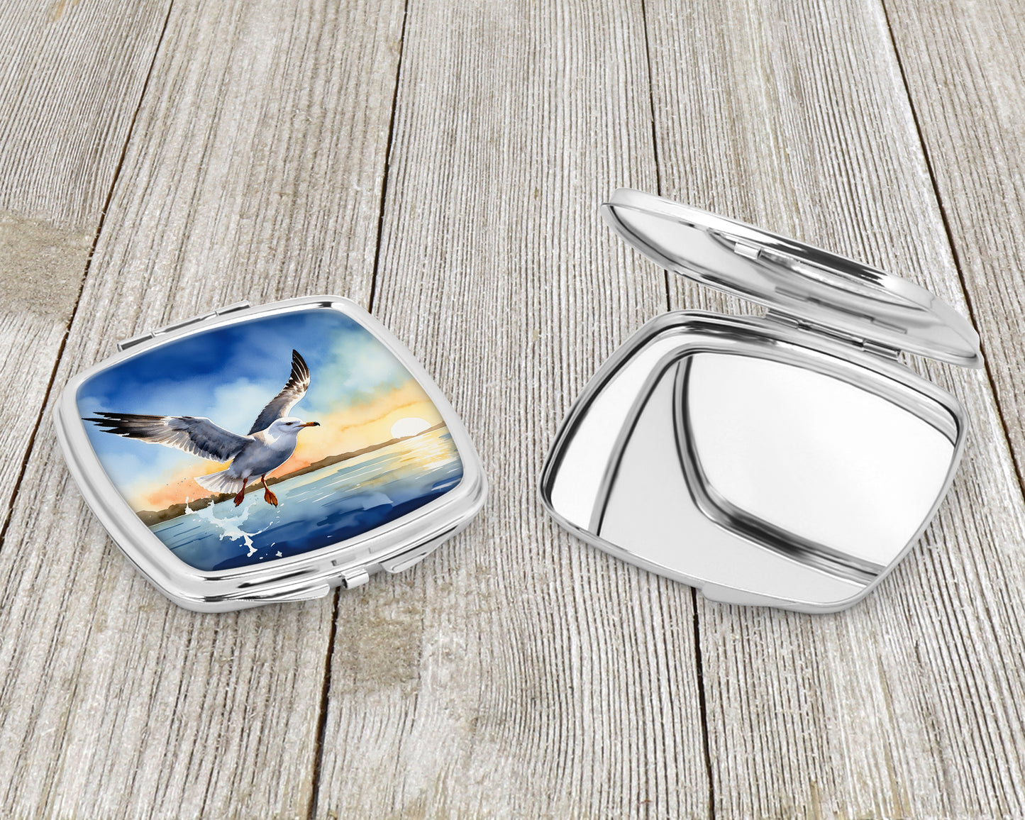 Gull Flying Low Compact Mirror