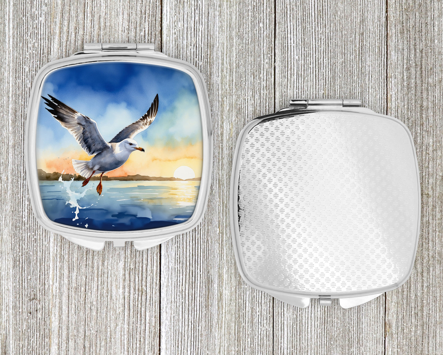 Gull Flying Low Compact Mirror