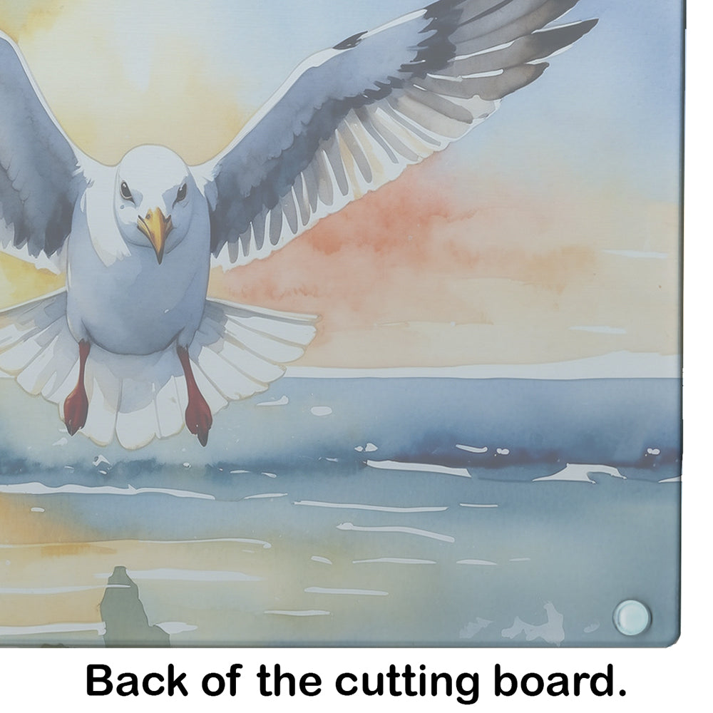 Gull Flying Low Glass Cutting Board