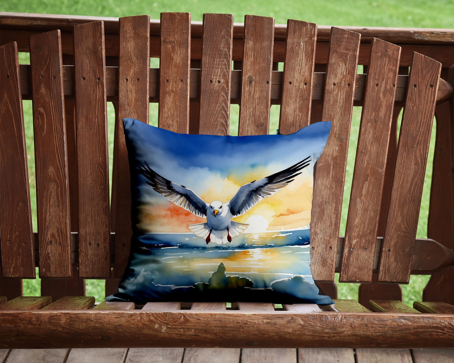 Gull Flying Low Throw Pillow