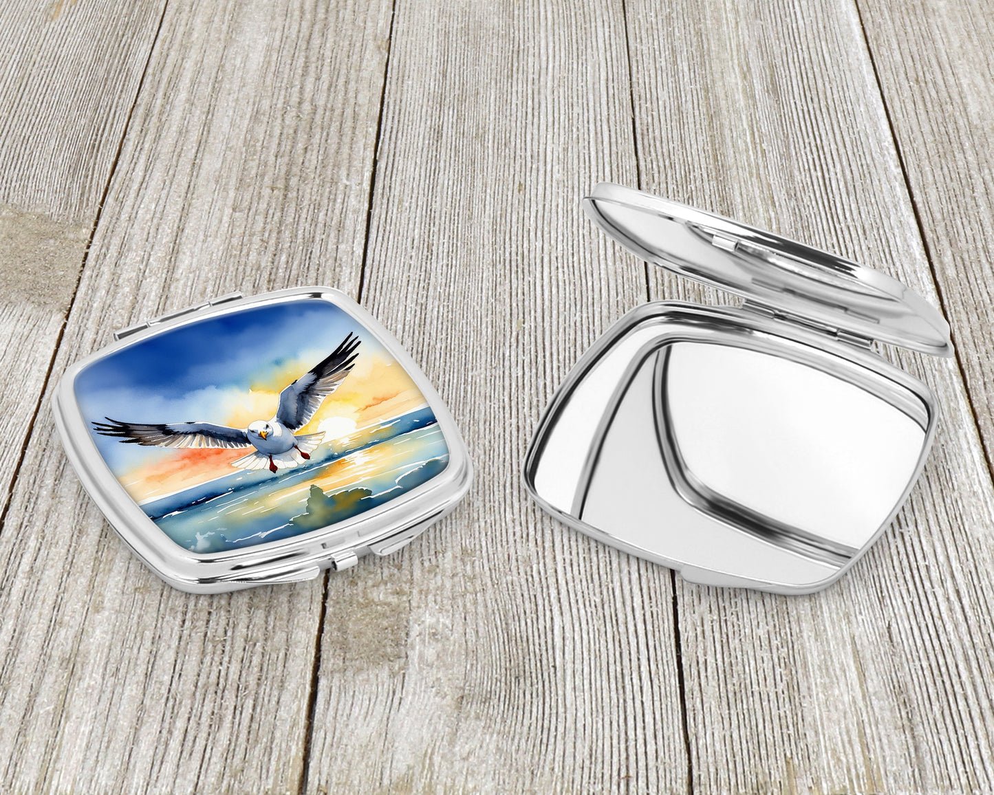 Gull Flying Low Compact Mirror