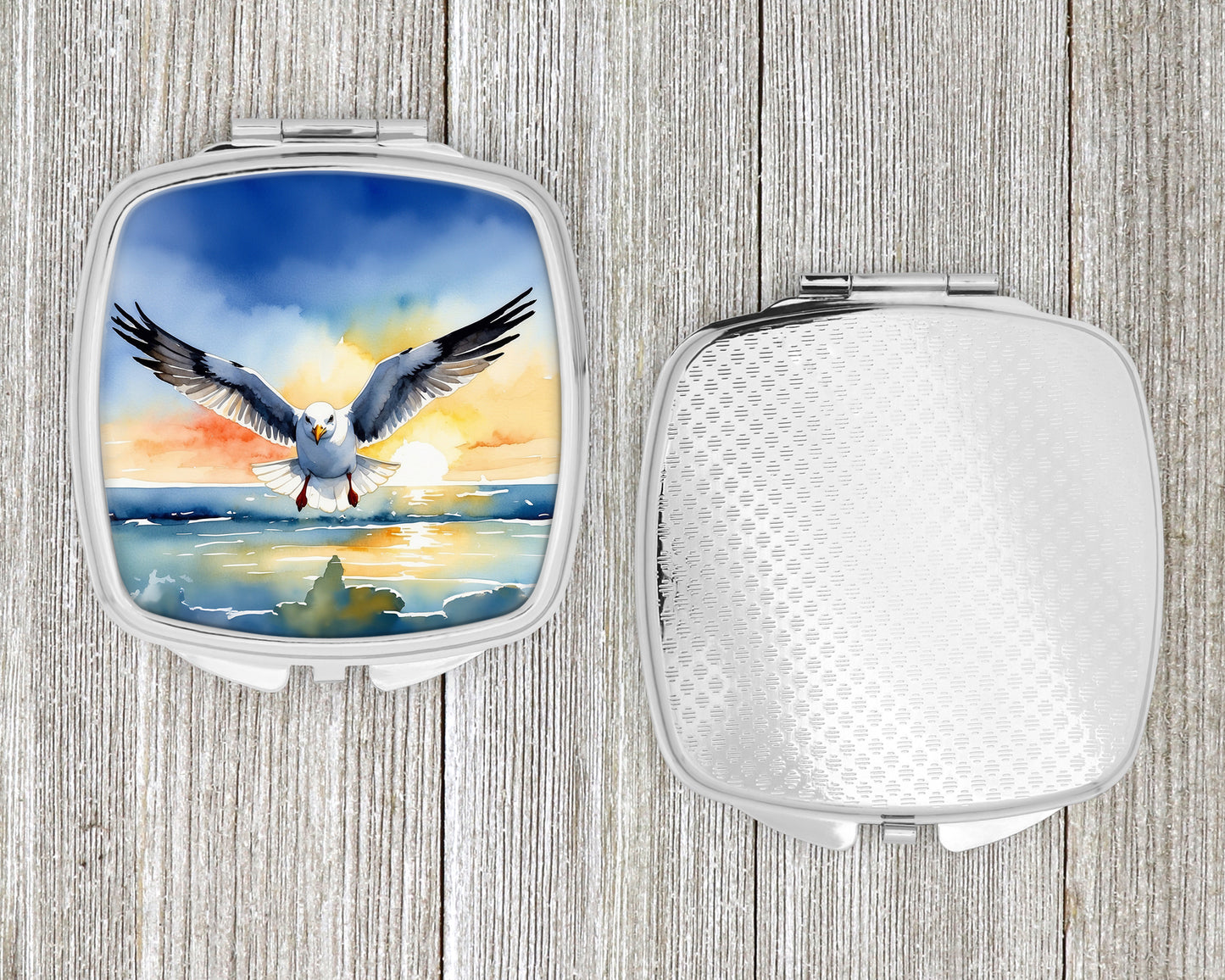 Gull Flying Low Compact Mirror