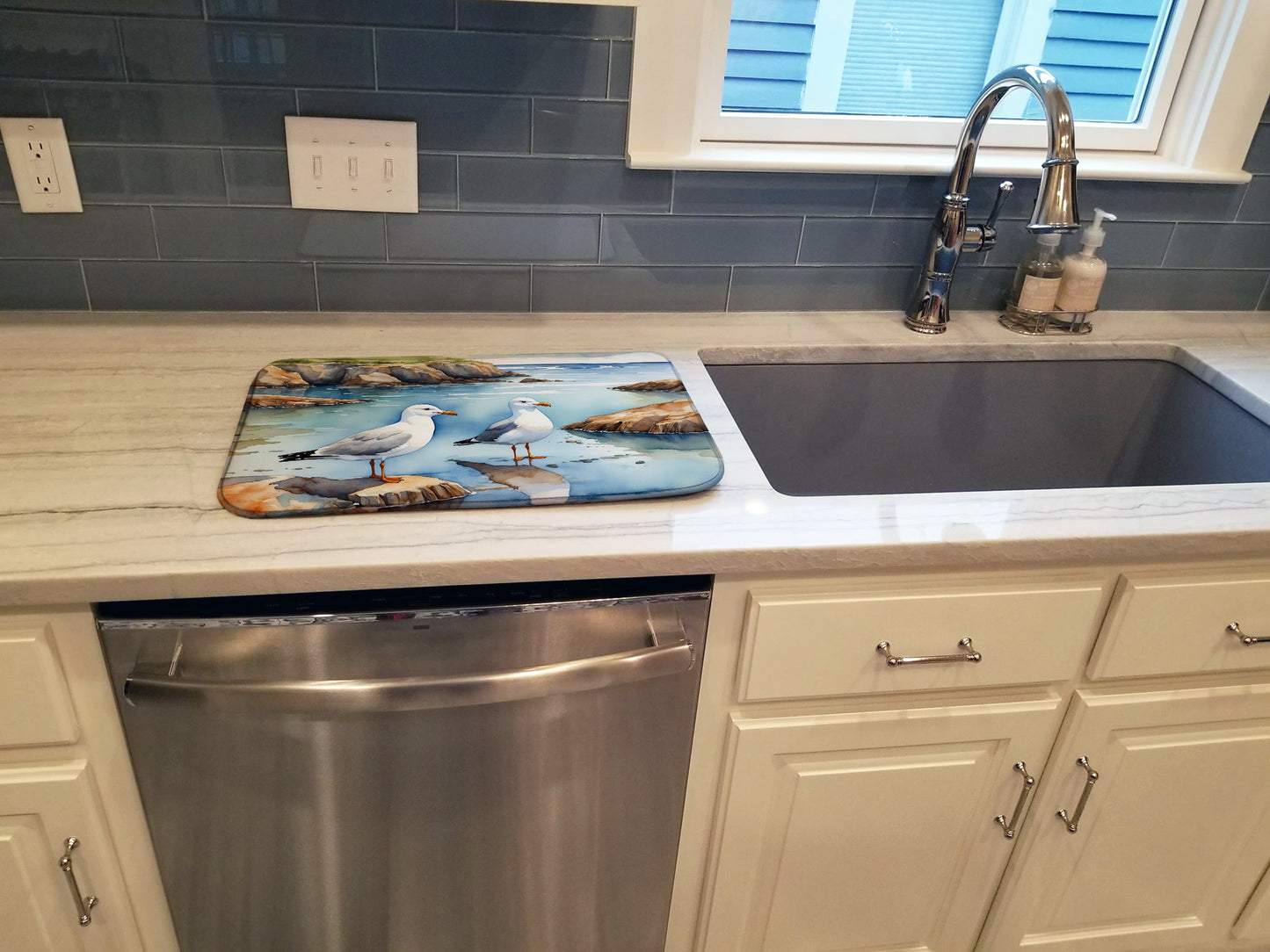 Gulls Scavenging Dish Drying Mat