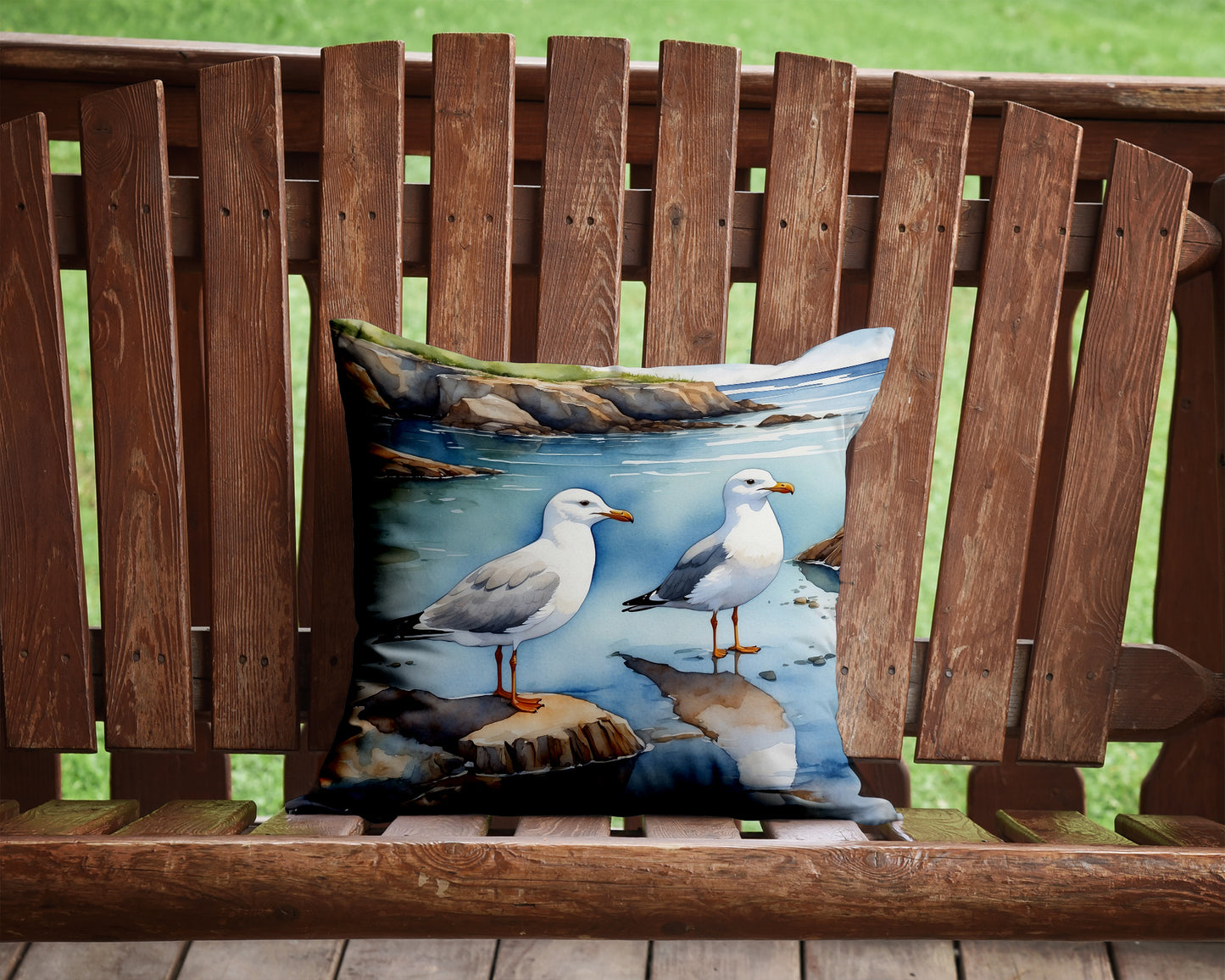 Gulls Scavenging Throw Pillow