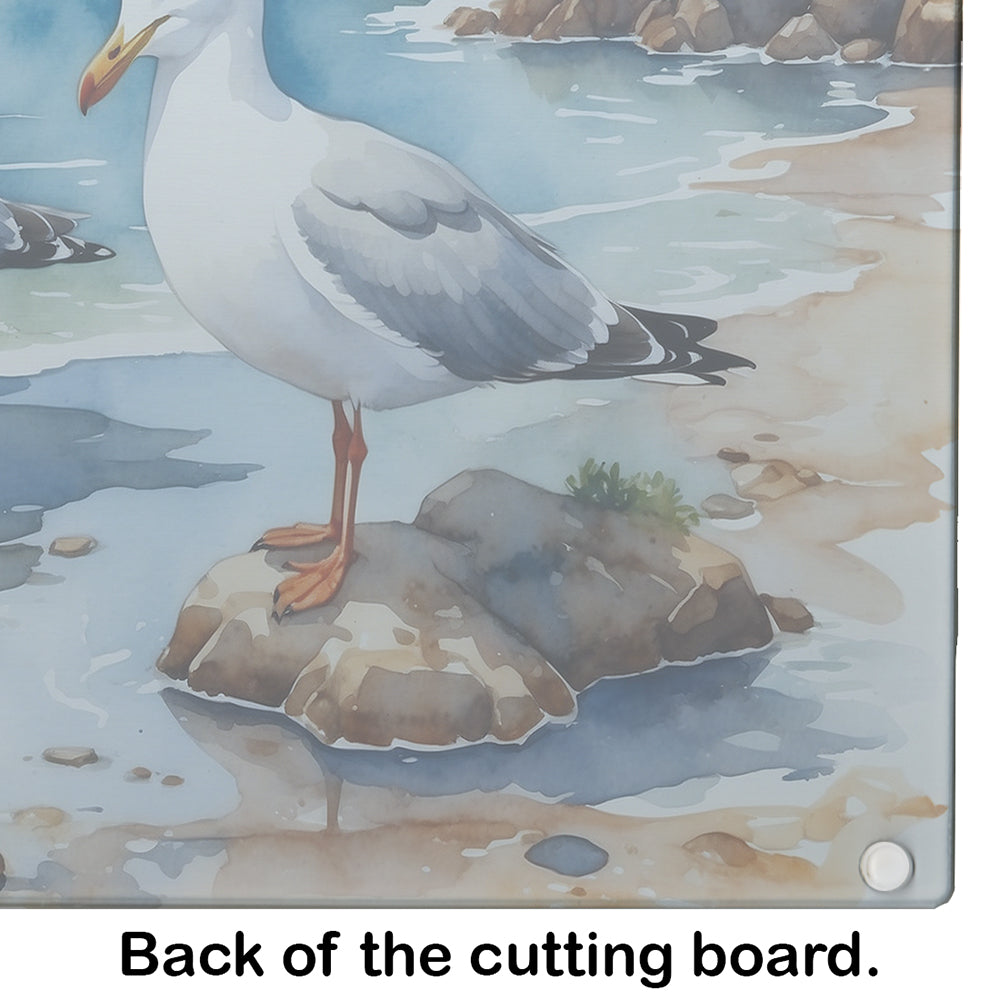 Gulls Scavenging Glass Cutting Board