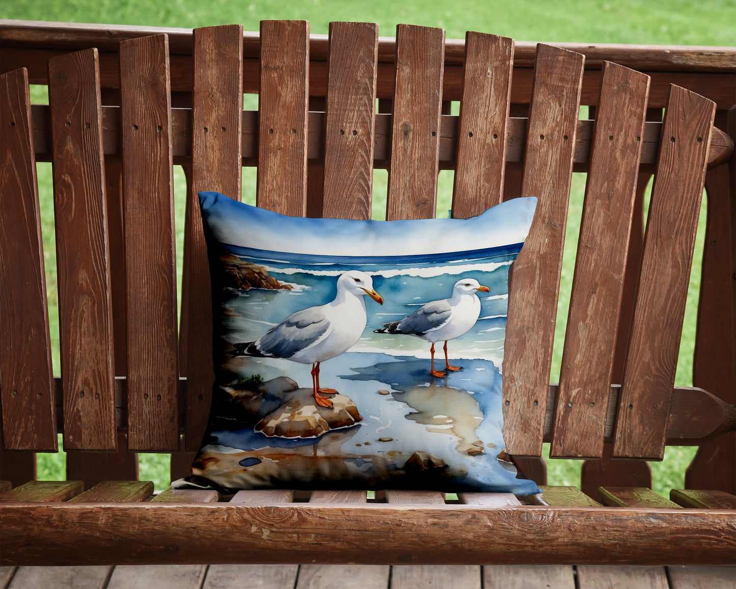 Gulls Scavenging Throw Pillow