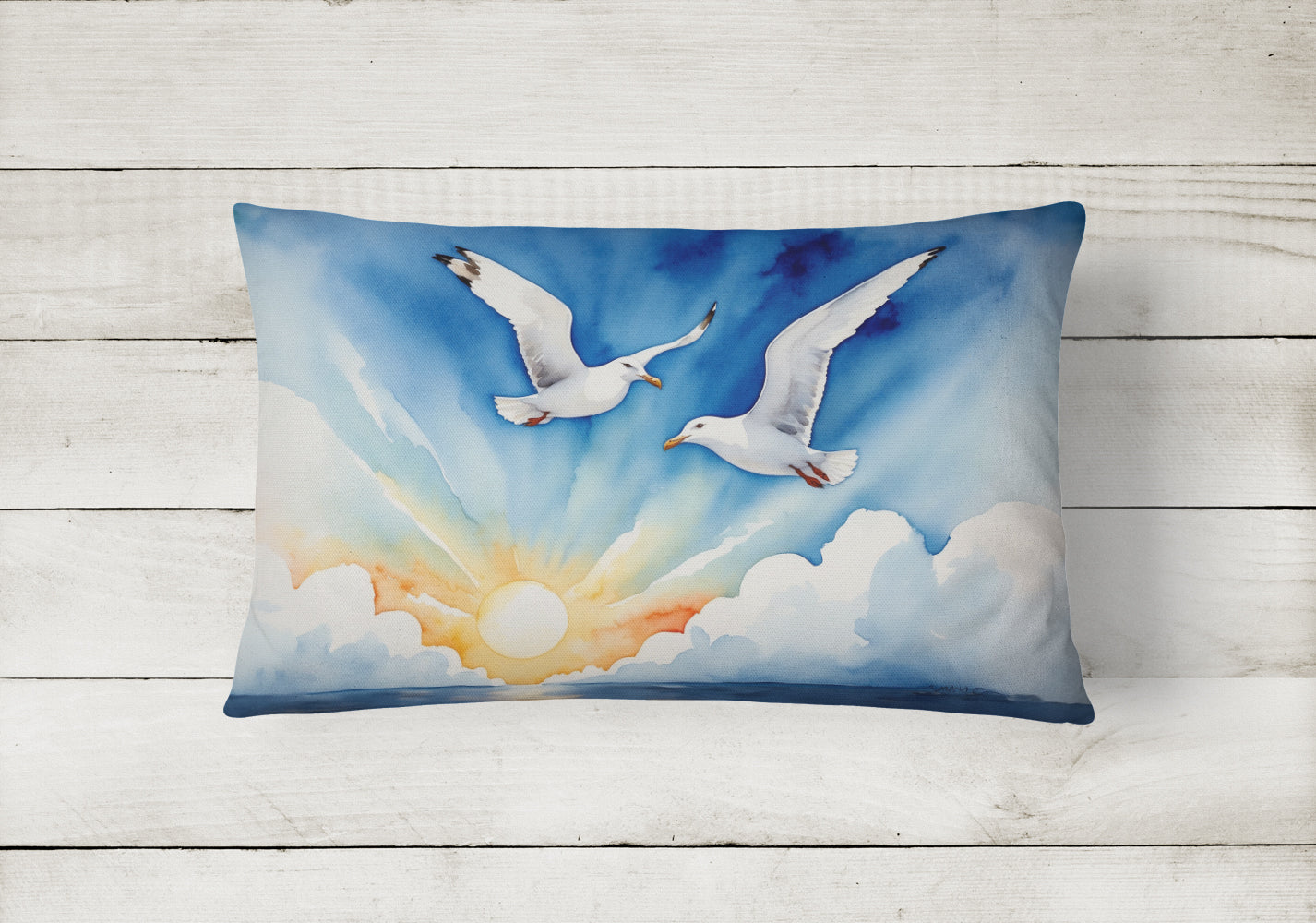 Gulls Soaring High Throw Pillow