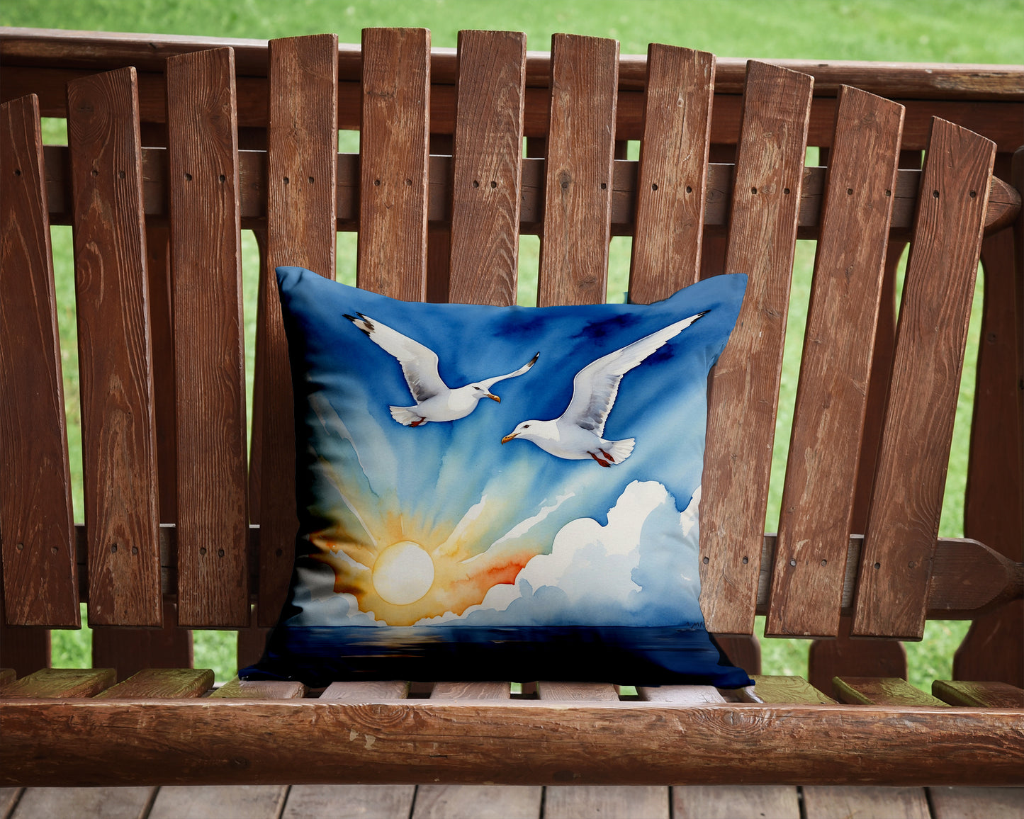Gulls Soaring High Throw Pillow