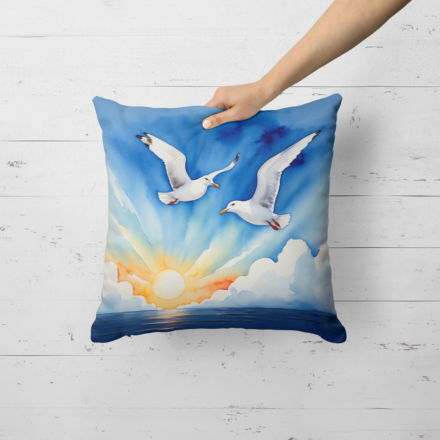 Gulls Soaring High Throw Pillow