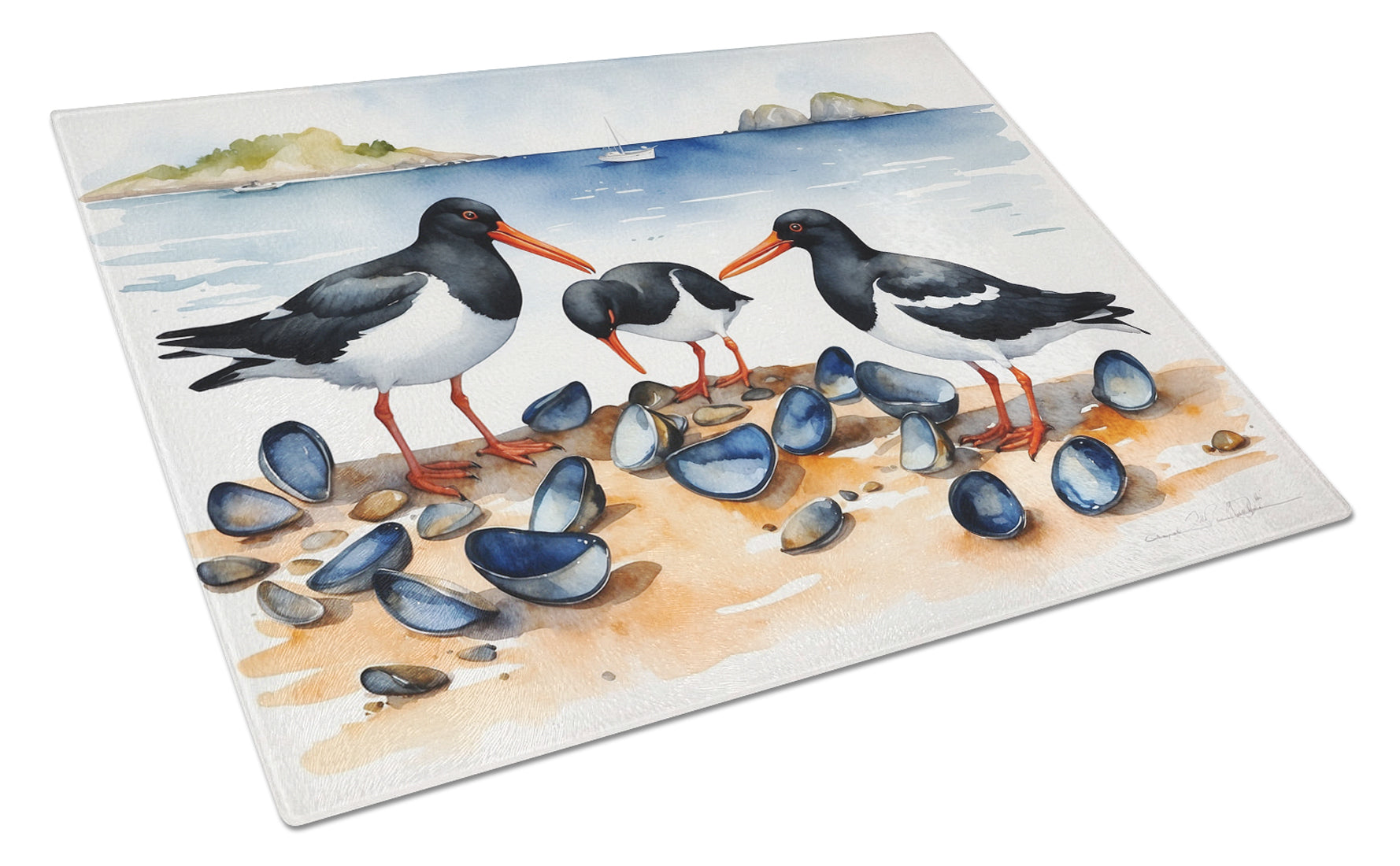 Buy this Oystercatchers Feeding Glass Cutting Board