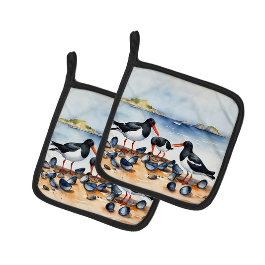Buy this Oystercatchers Feeding Pair of Pot Holders