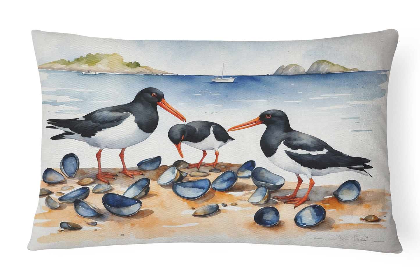 Buy this Oystercatchers Feeding Throw Pillow