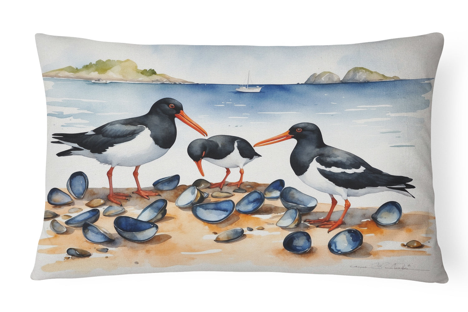 Buy this Oystercatchers Feeding Throw Pillow