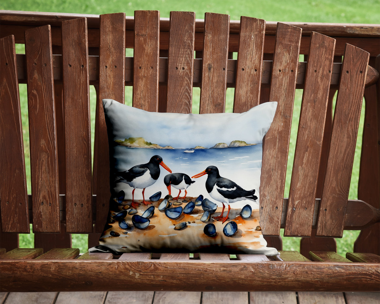 Oystercatchers Feeding Throw Pillow