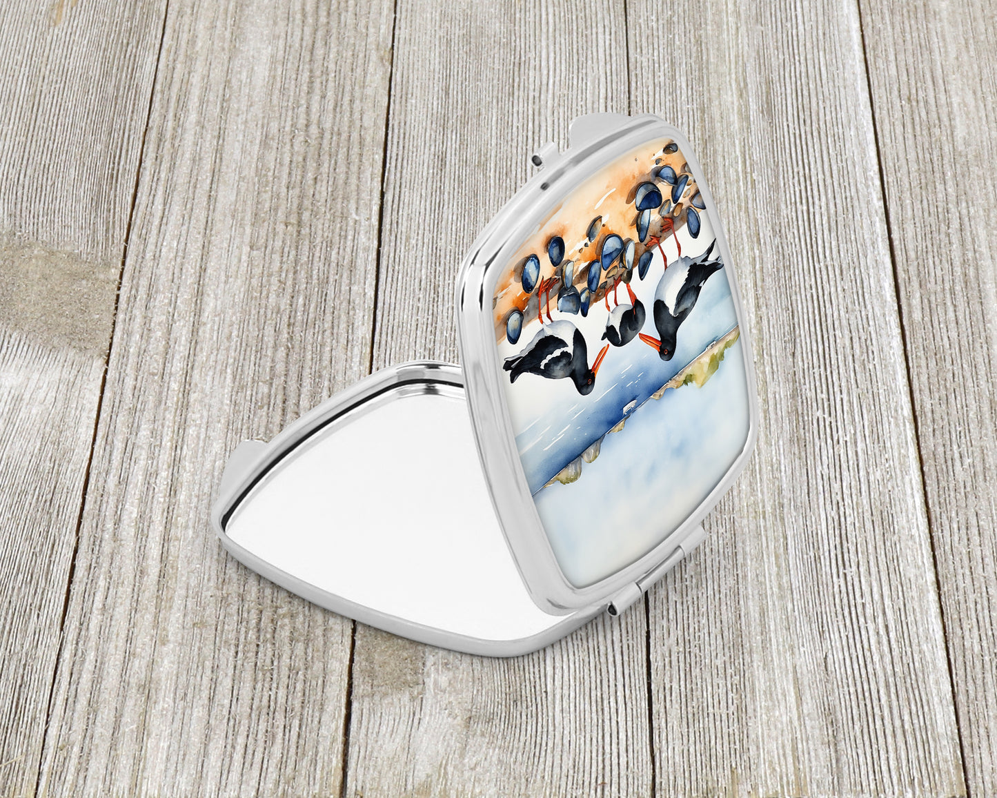 Oystercatchers Feeding Compact Mirror