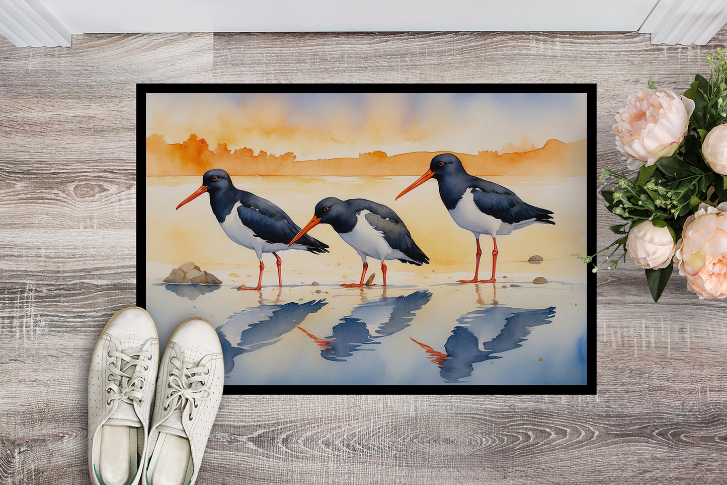 Oystercatchers Foraging Doormat