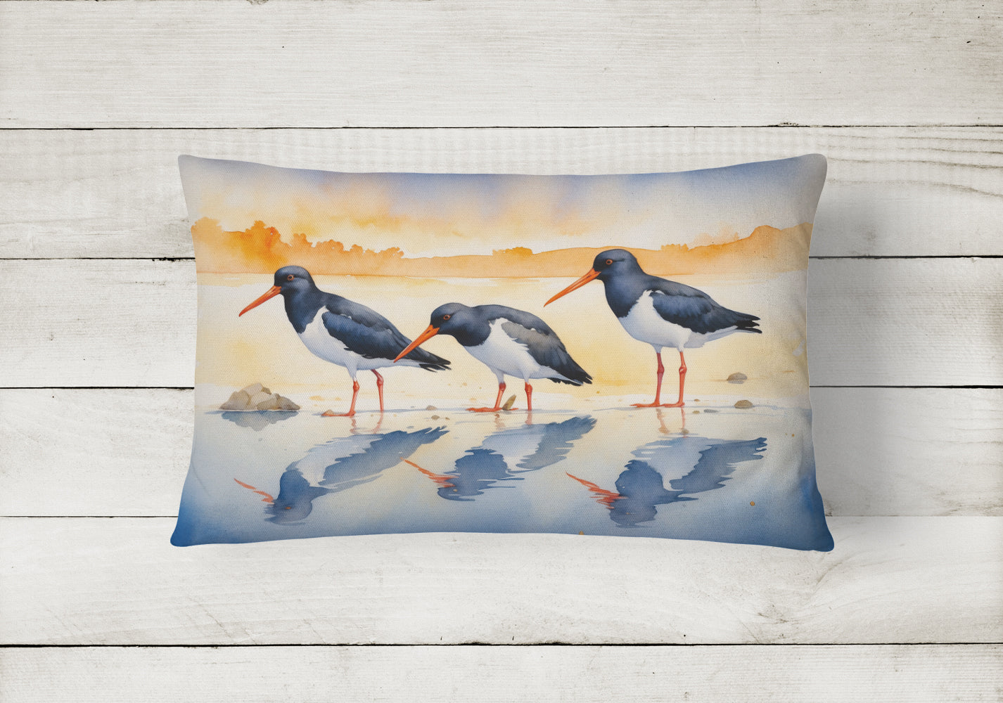 Oystercatchers Foraging Throw Pillow