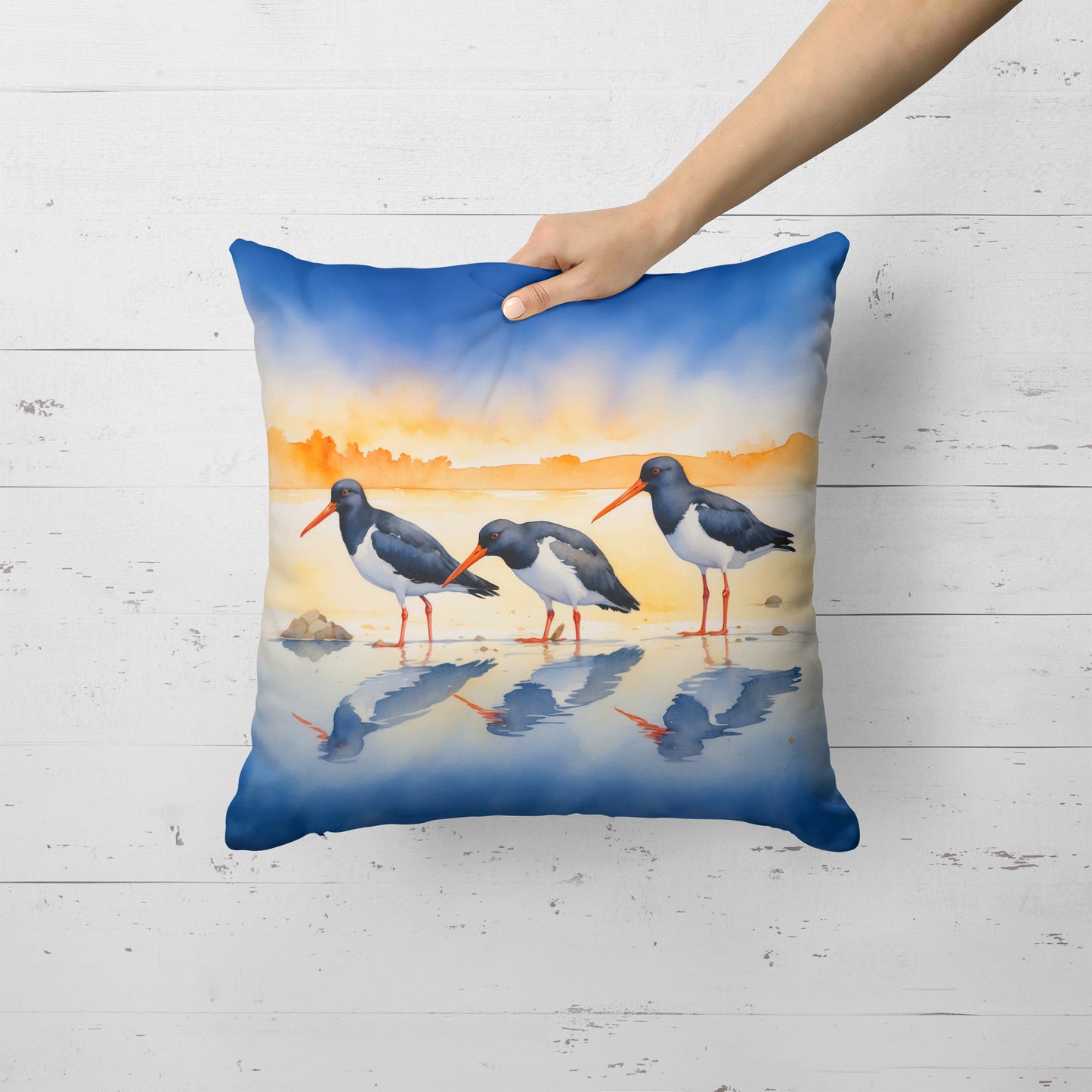 Oystercatchers Foraging Throw Pillow