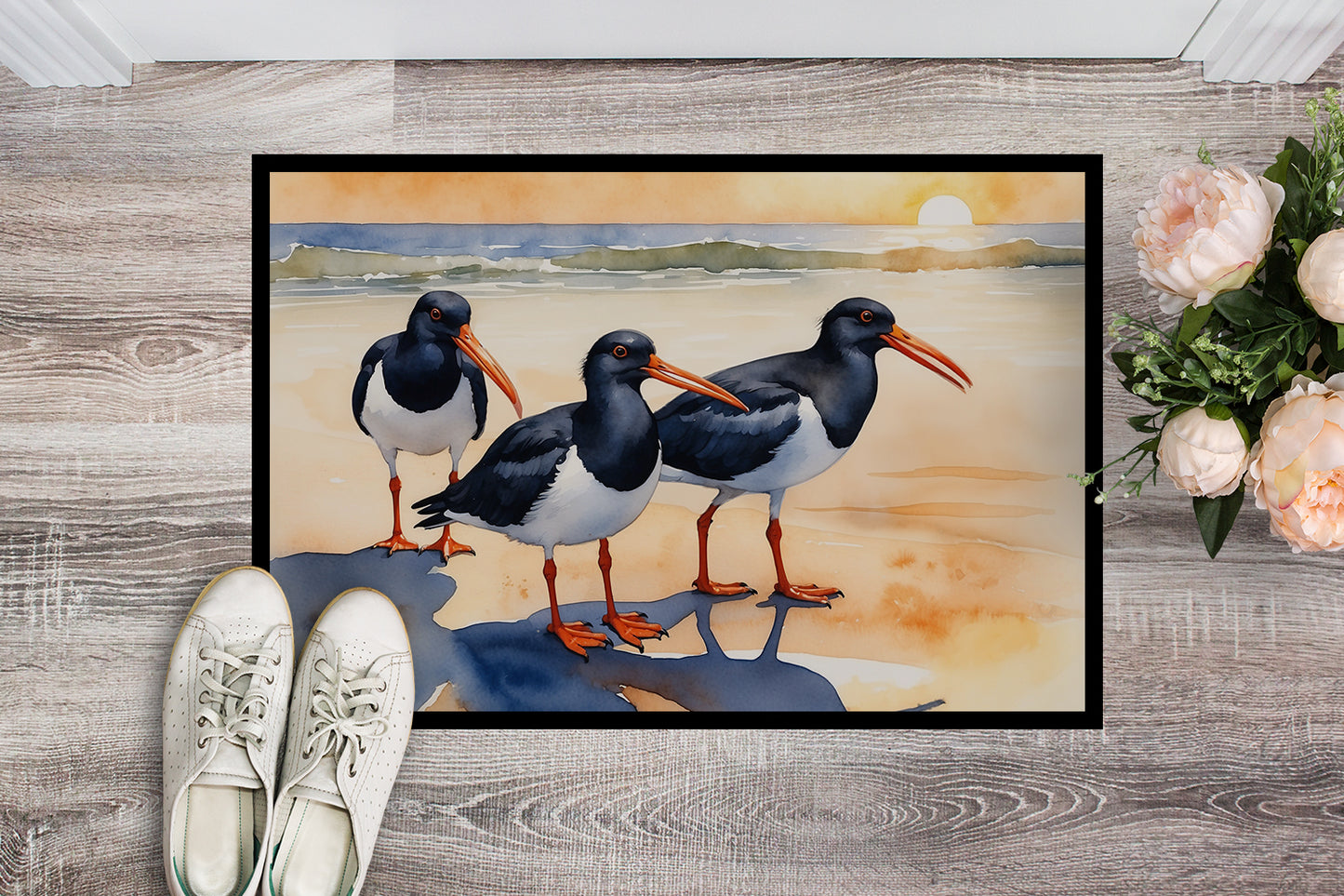 Oystercatchers Foraging Doormat