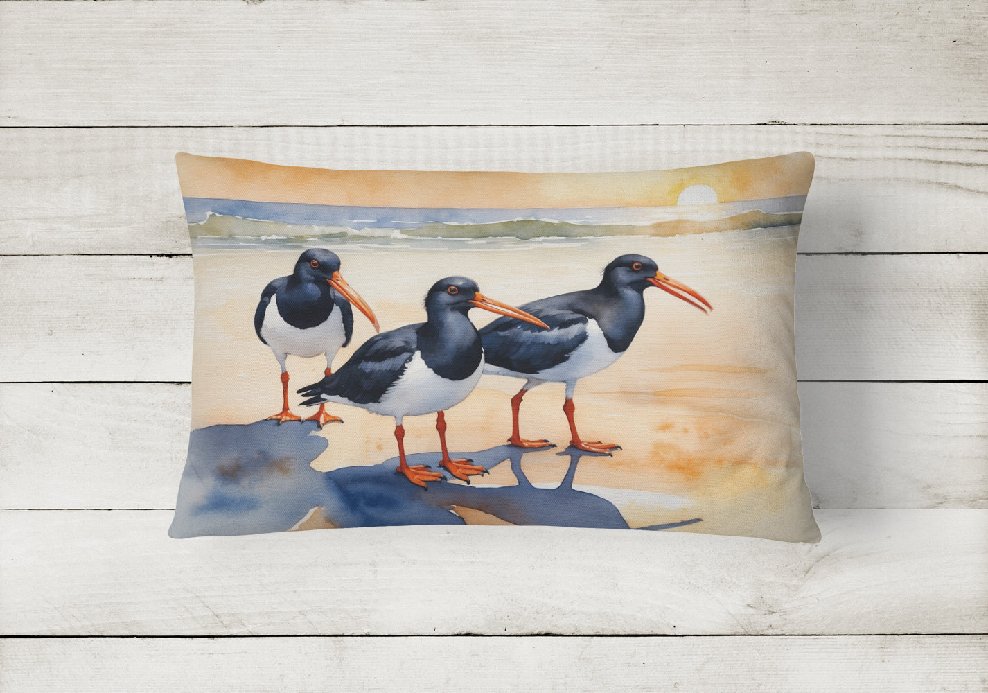Oystercatchers Foraging Throw Pillow