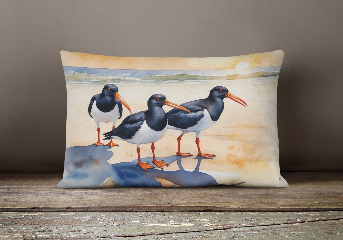 Oystercatchers Foraging Throw Pillow