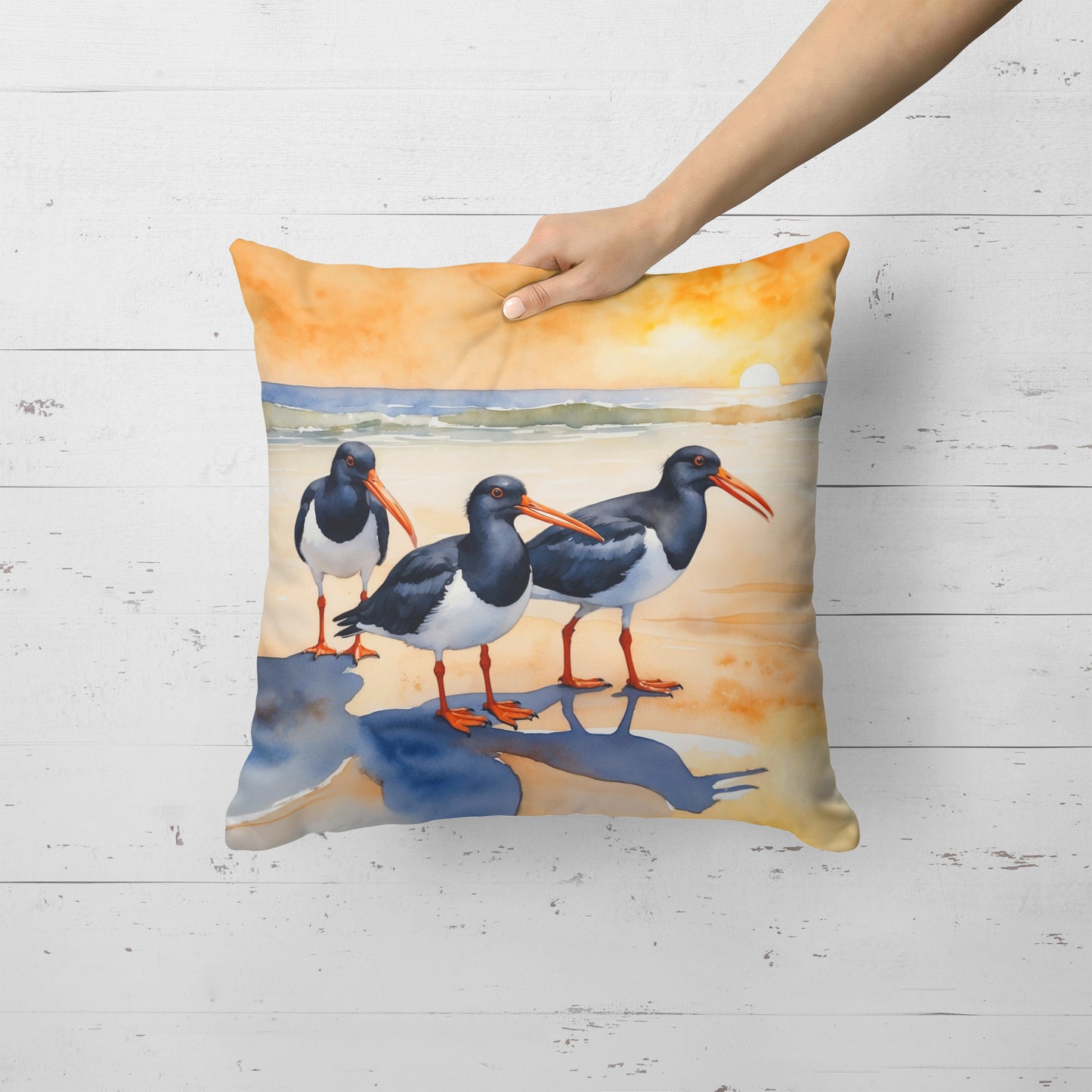 Oystercatchers Foraging Throw Pillow