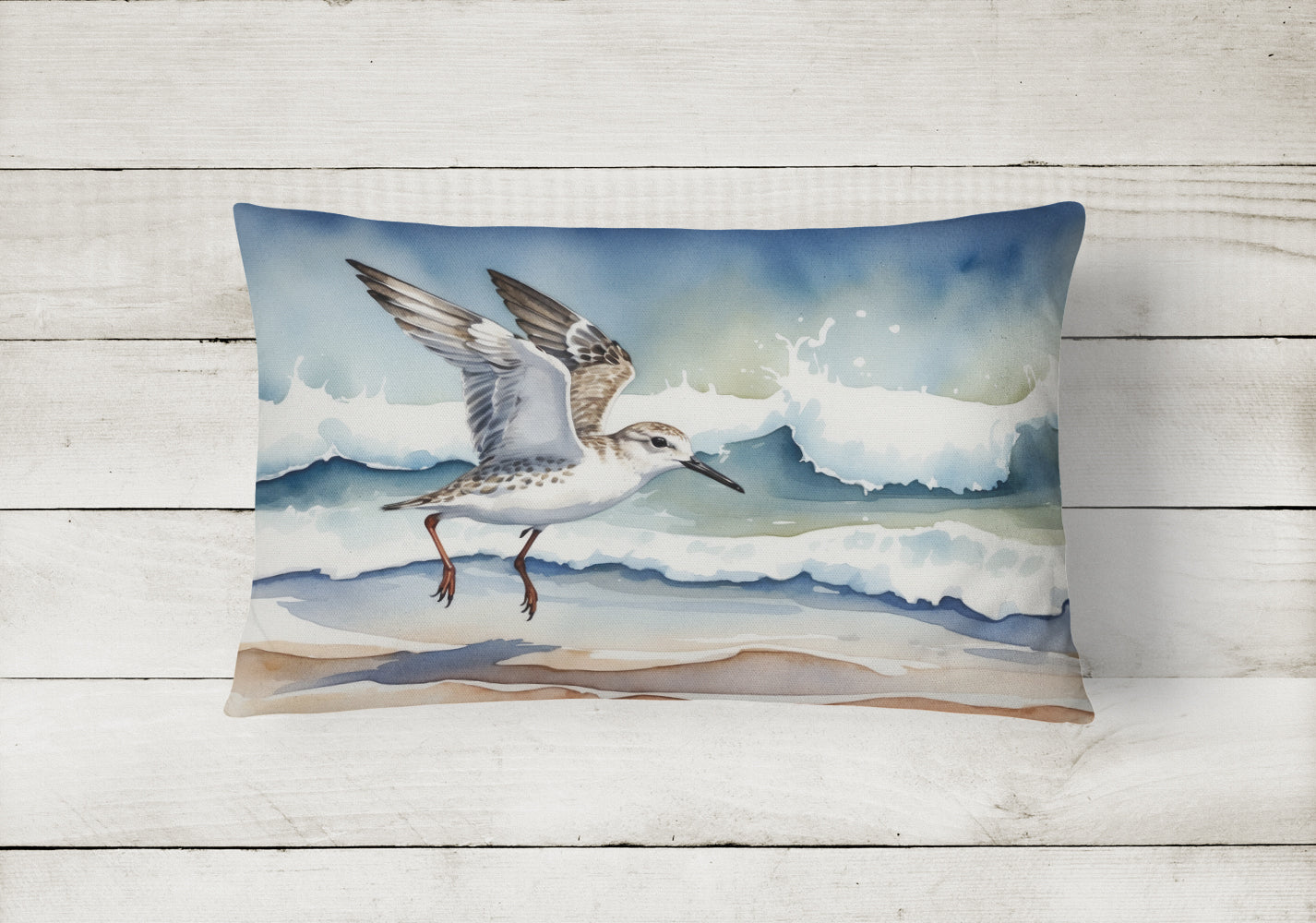 Sanderling Racing the Tide Throw Pillow