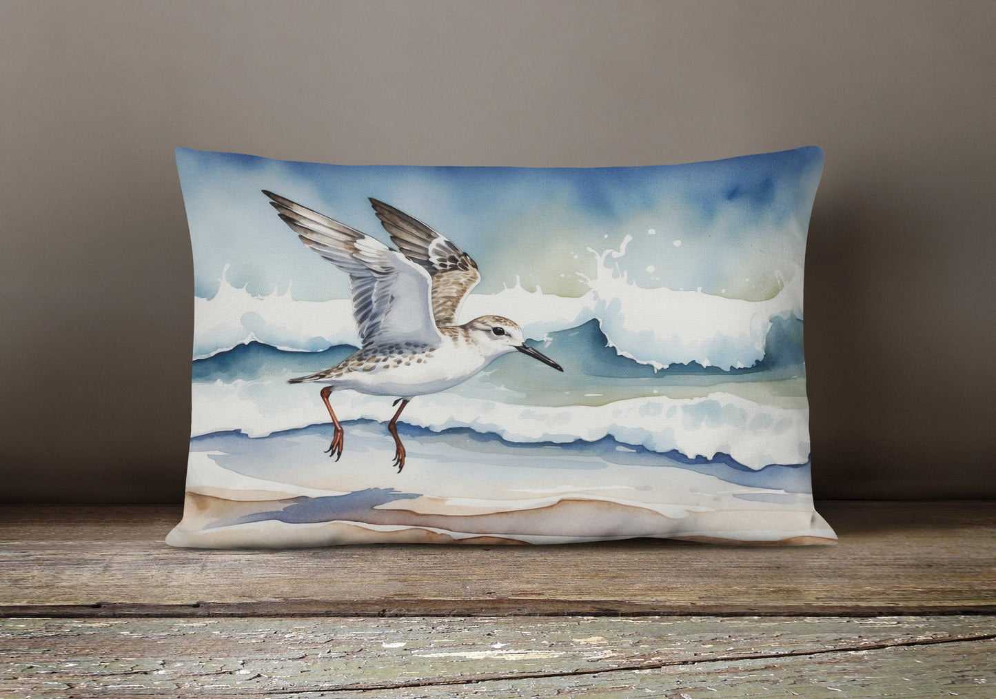 Sanderling Racing the Tide Throw Pillow