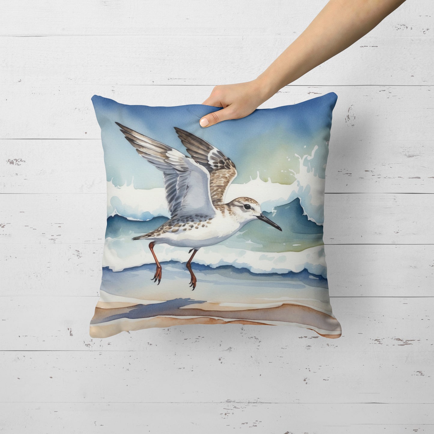 Sanderling Racing the Tide Throw Pillow