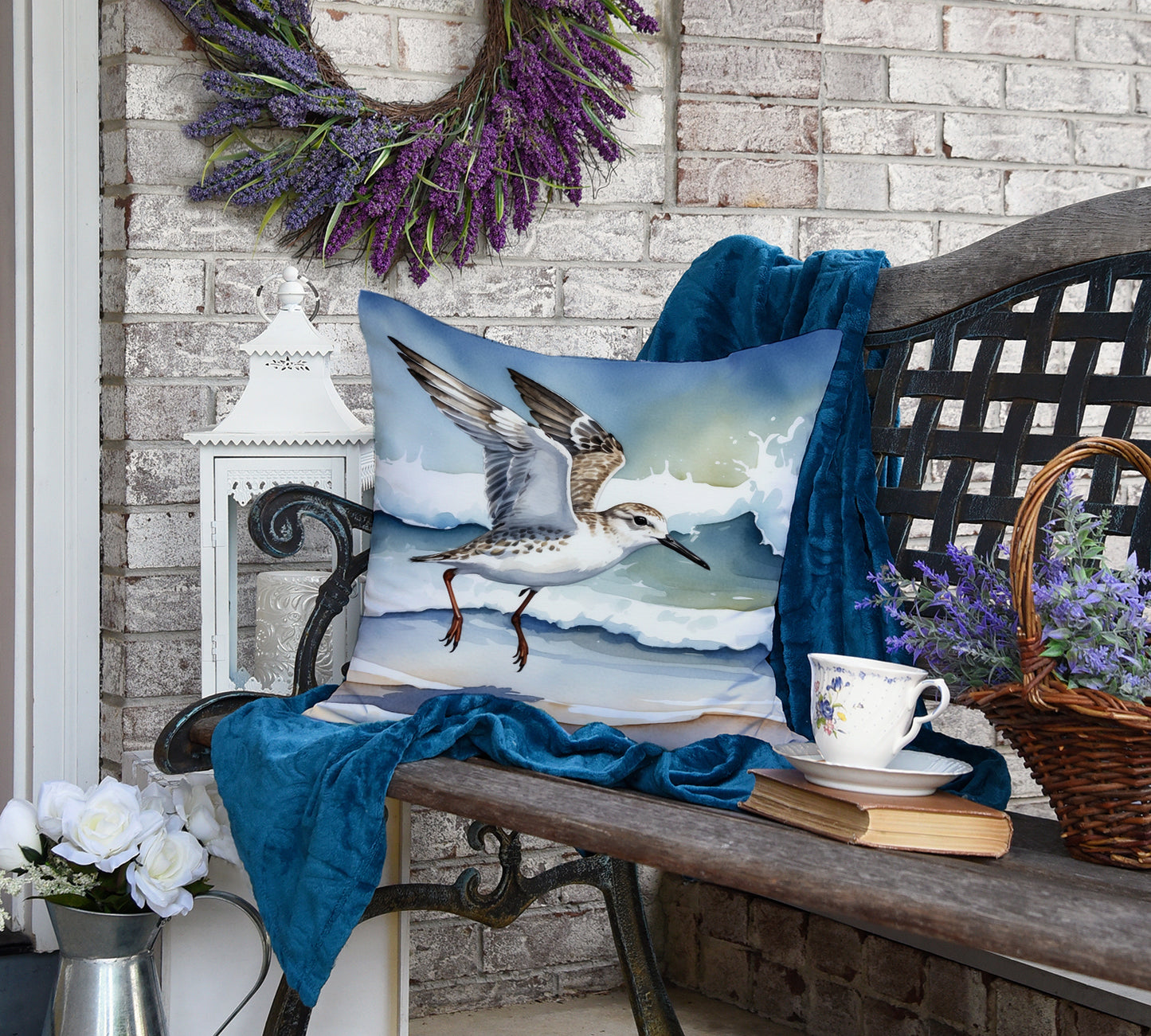 Sanderling Racing the Tide Throw Pillow