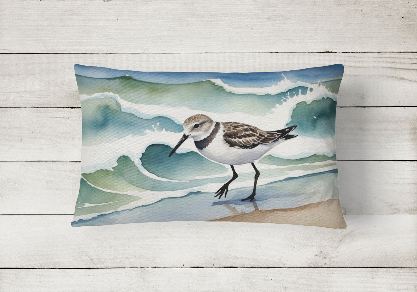Sanderling Racing the Tide Throw Pillow