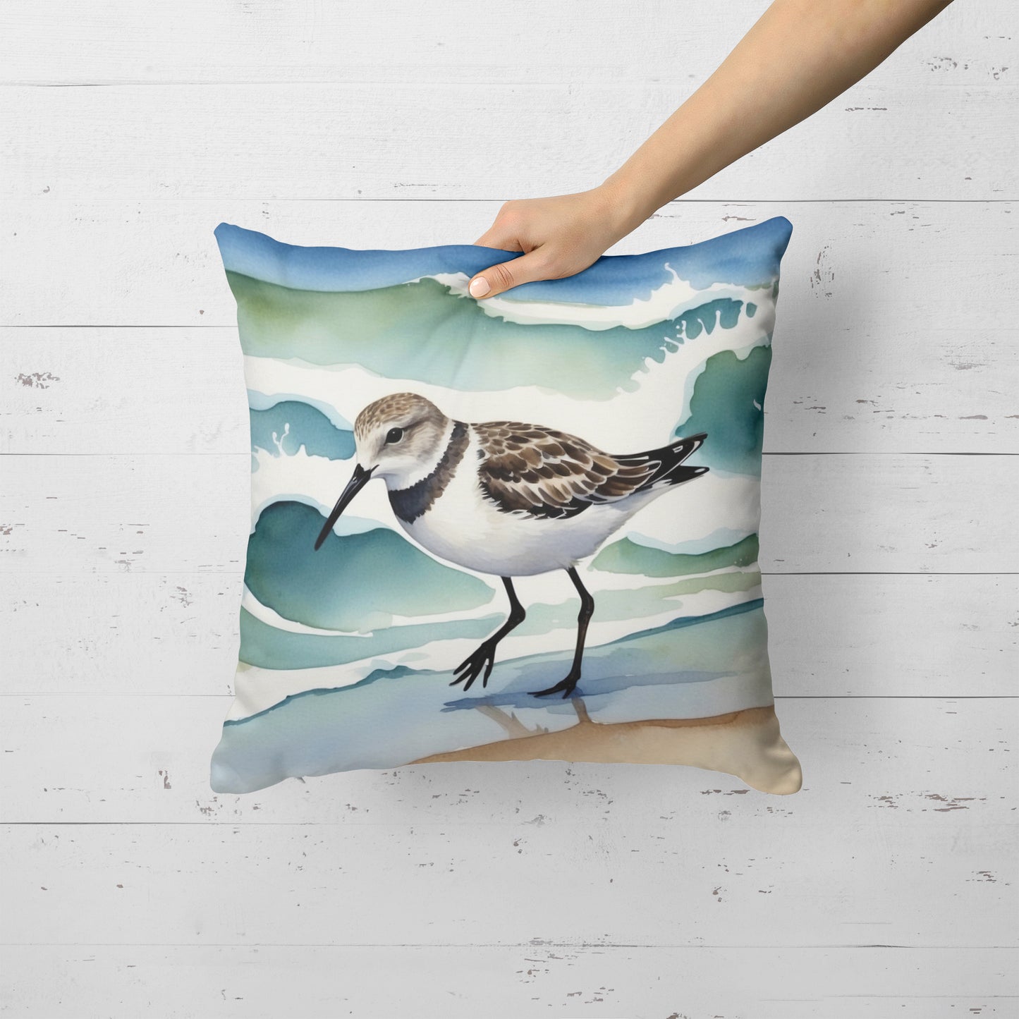 Sanderling Racing the Tide Throw Pillow