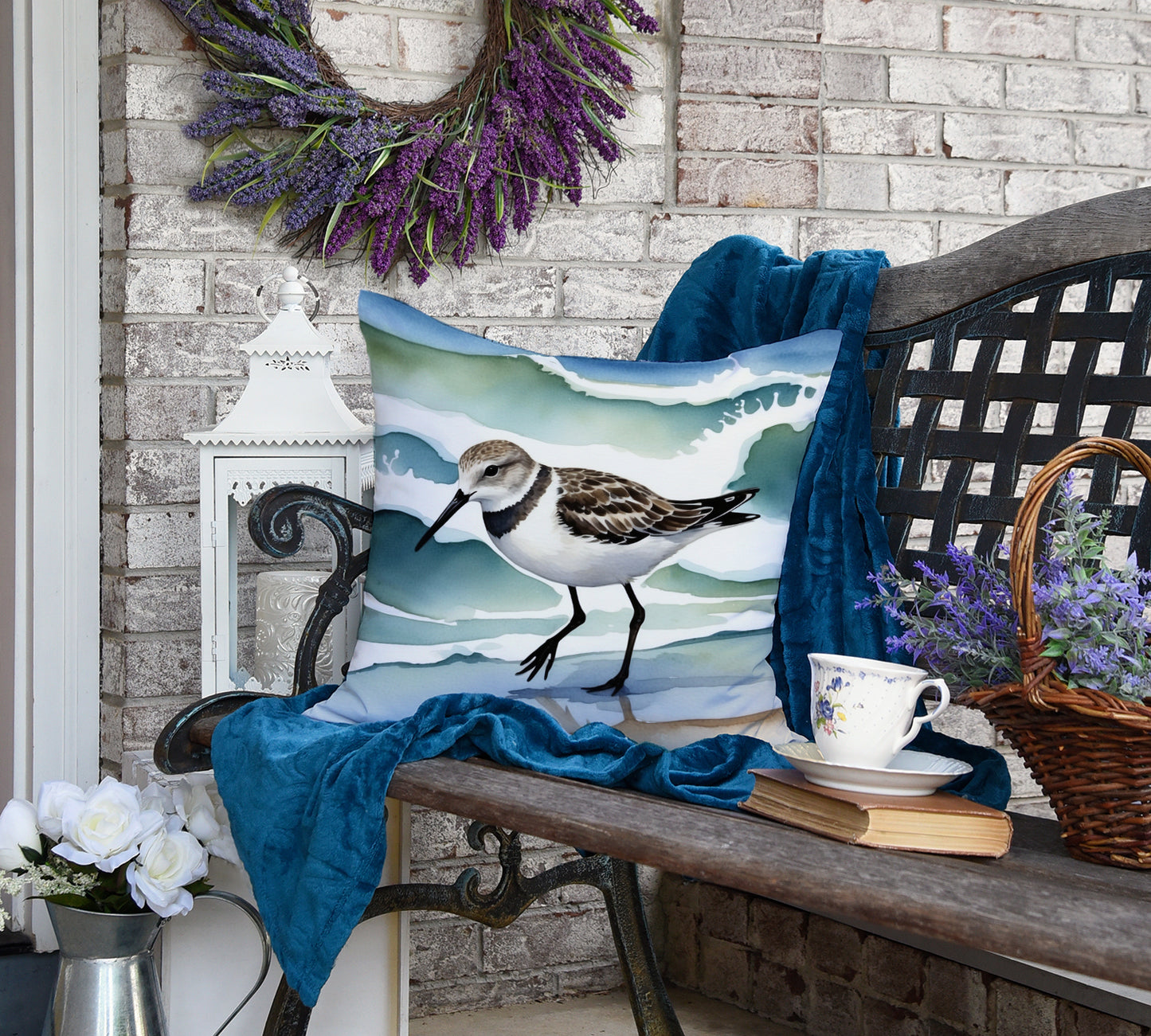 Sanderling Racing the Tide Throw Pillow