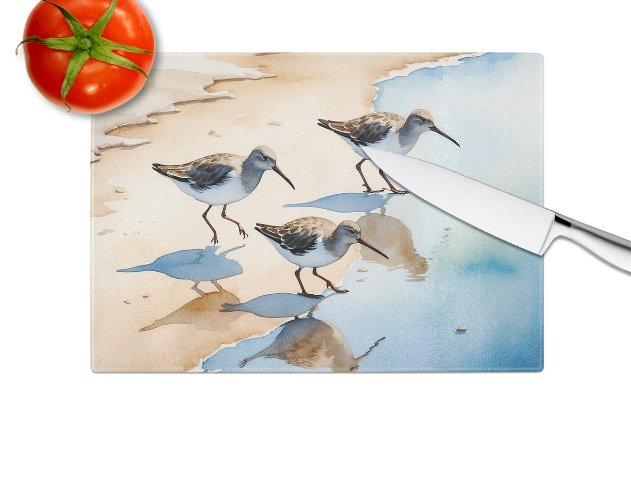 Sandpipers Glass Cutting Board