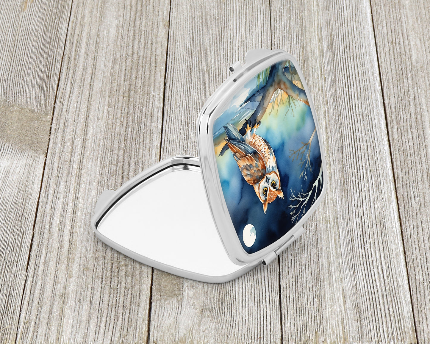 Owl Perched in Coastal Tree Compact Mirror