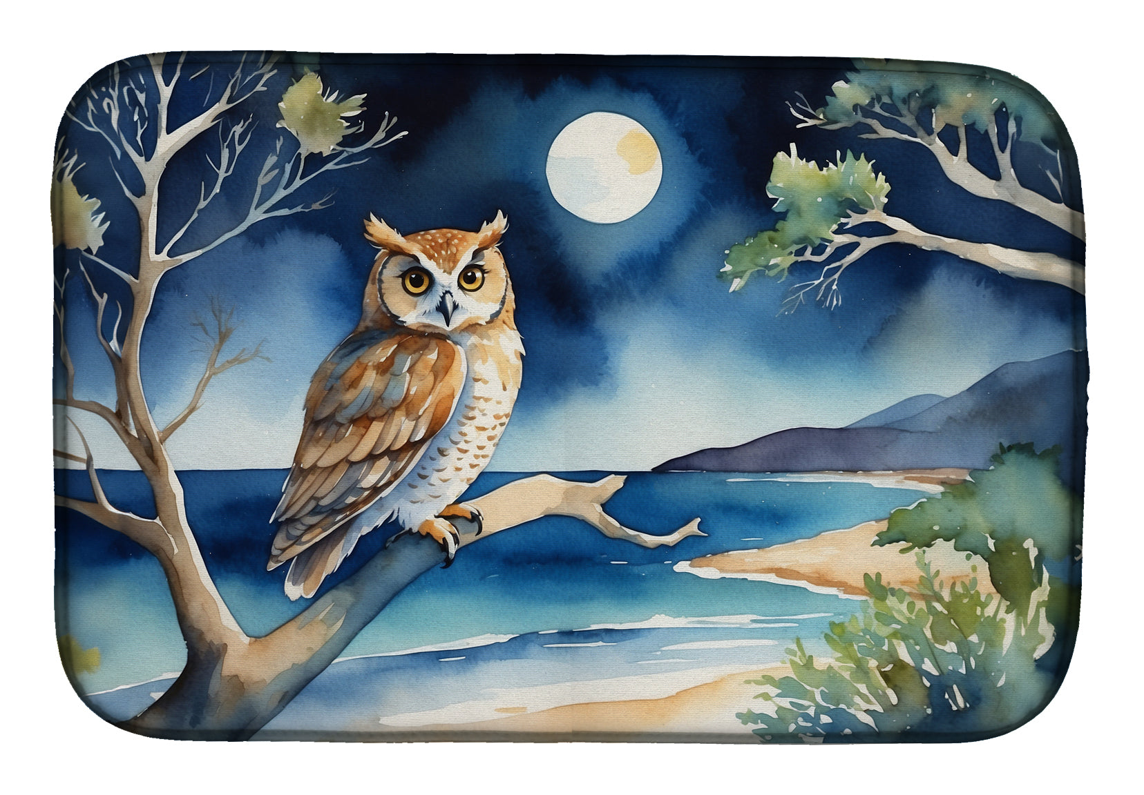 Buy this Owl Perched in Coastal Tree Dish Drying Mat