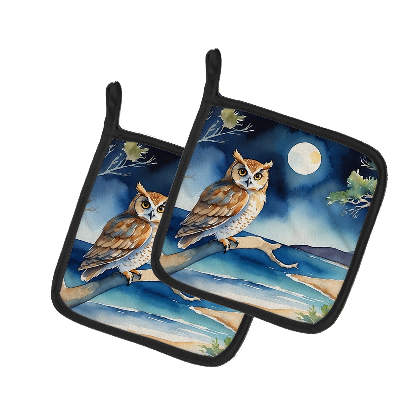 Buy this Owl Perched in Coastal Tree Pair of Pot Holders