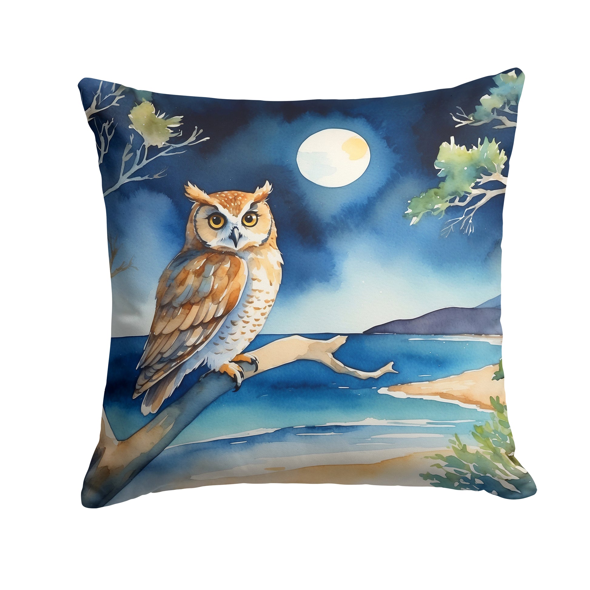 Buy this Owl Perched in Coastal Tree Throw Pillow