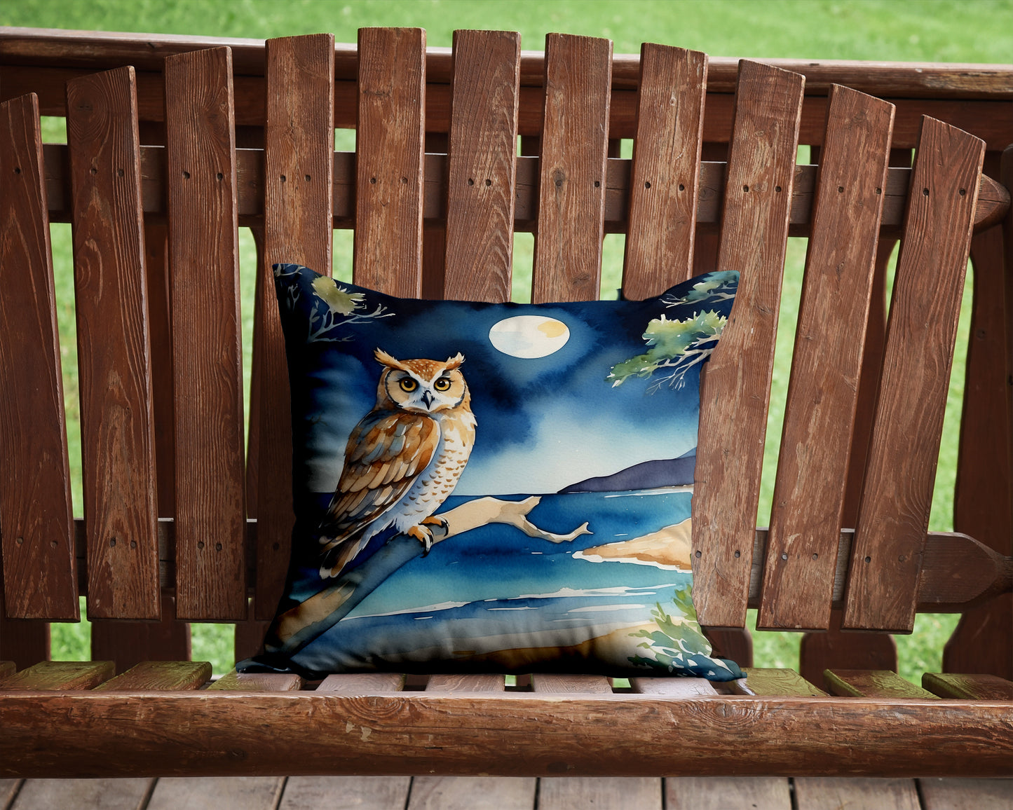 Owl Perched in Coastal Tree Throw Pillow