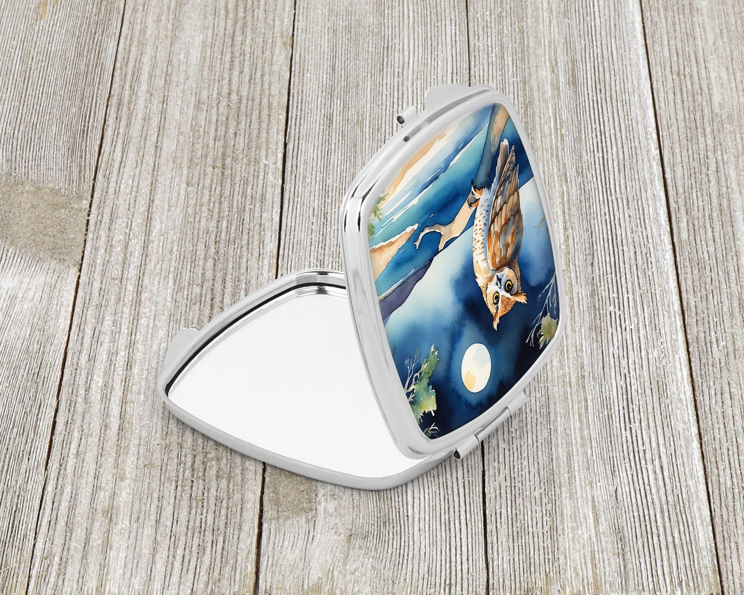 Owl Perched in Coastal Tree Compact Mirror