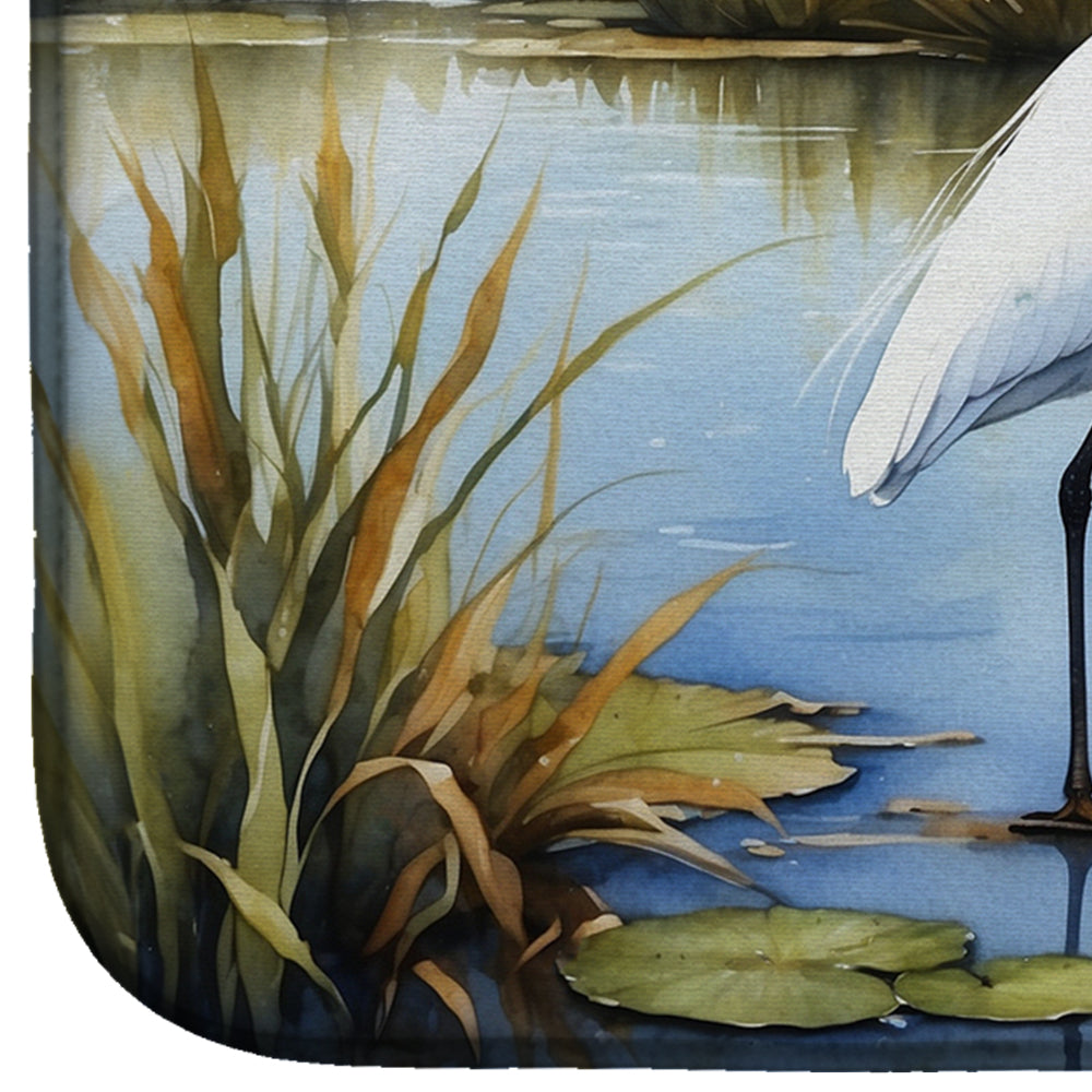 Snowy Egret in Coastal Marshes Dish Drying Mat