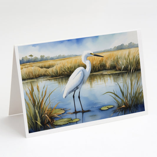 Buy this Snowy Egret in Coastal Marshes Greeting Cards Pack of 8