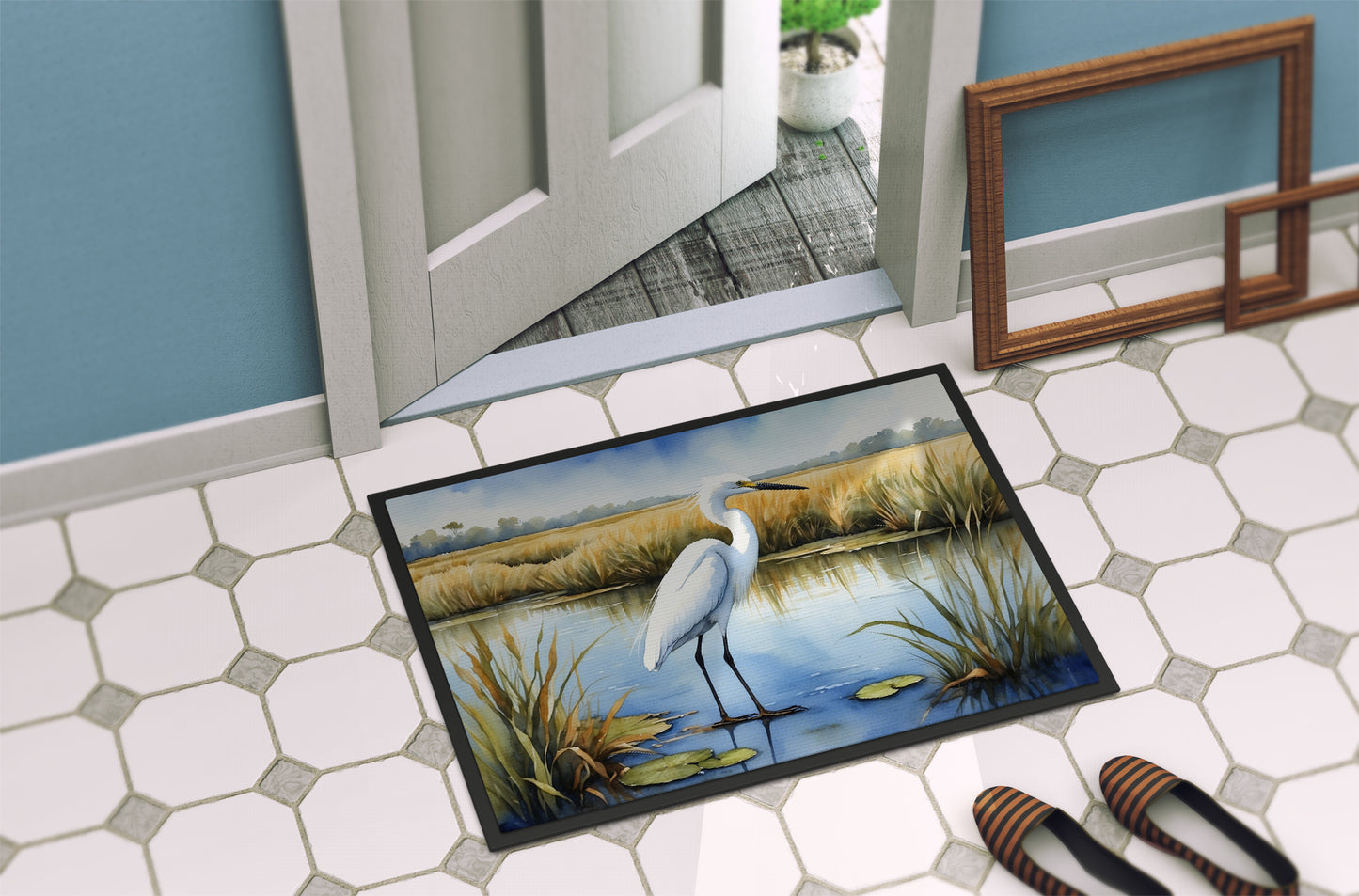 Snowy Egret in Coastal Marshes Doormat