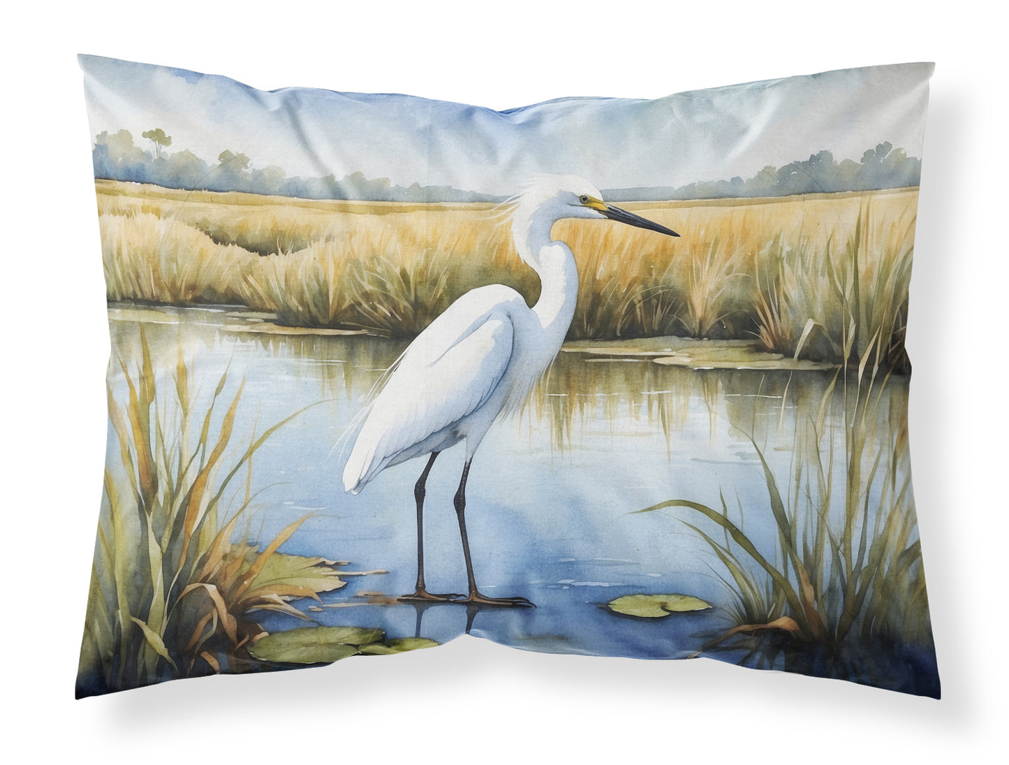 Buy this Snowy Egret in Coastal Marshes Standard Pillowcase