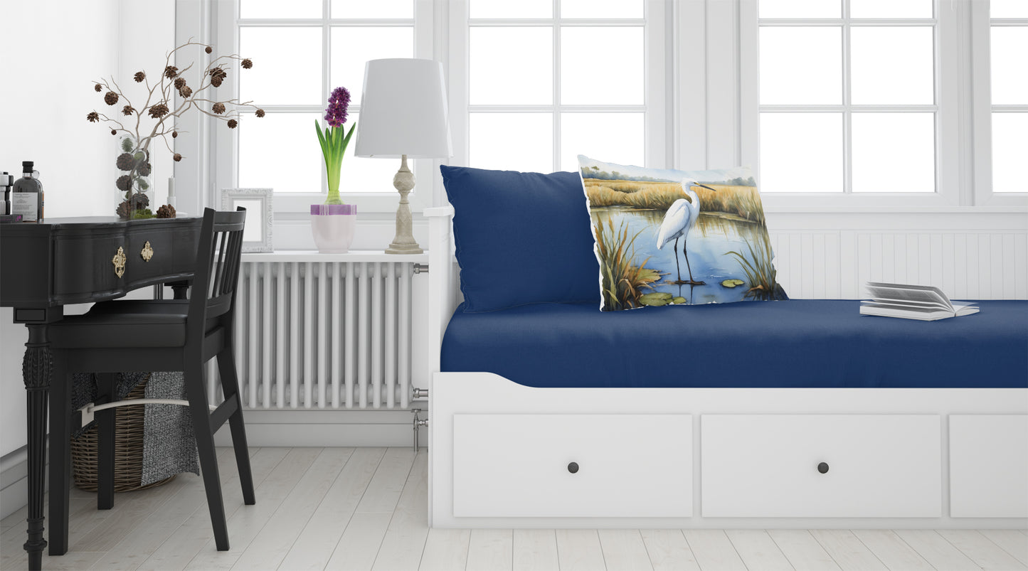 Snowy Egret in Coastal Marshes Standard Pillowcase