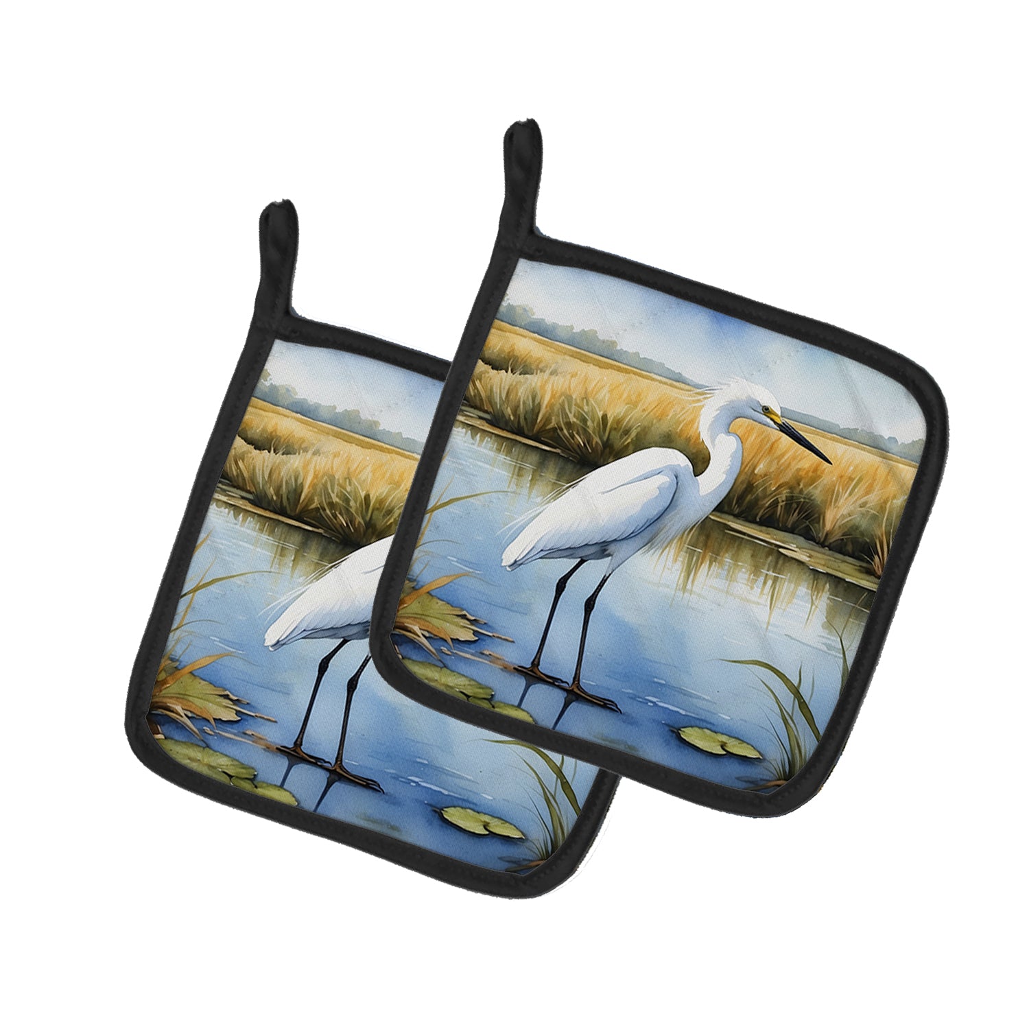 Buy this Snowy Egret in Coastal Marshes Pair of Pot Holders